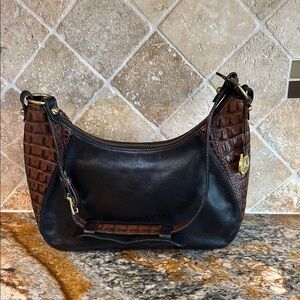 Elegant Vintage Black and Brown Brahmin Leather Bag